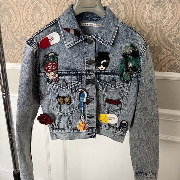 Alice + Olivia Jackets & Blazers - Alice + Olivia Denim Jacket with Pins